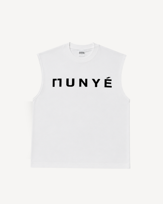 MUNYÉ Sleeveless Oversized Tee | White