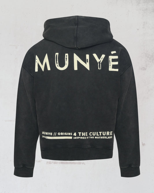 MUNYÉ NC Zip Up Hoodie - Washed Black